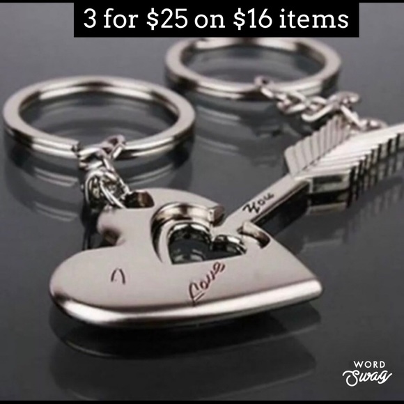 Accessories - 3/25*best seller* Couples Keychain Heart Arrow